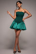 Corset Boobtube Babydoll Mini Dress - Emerald Green by Goddiva