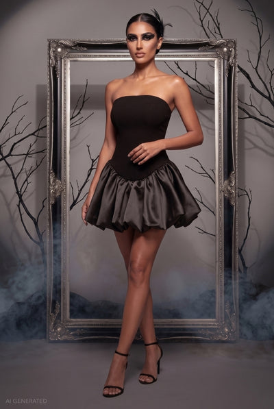 Black - Boobtube Corset Mini Black Swan Inspired Halloween Costume - Black by Goddiva