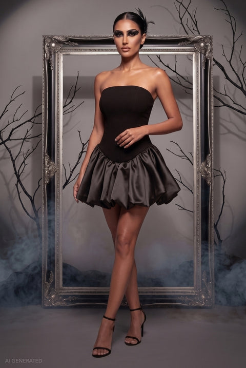 Boobtube Corset Mini Black Swan Inspired Halloween Costume - Black by Goddiva