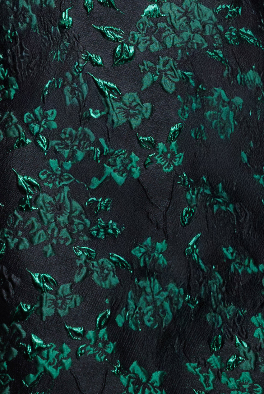 Lace Up Jacquard Mini Dress With Organza Wings - Emerald Black DR4781