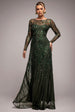 Ombre Sequin Beaded Flared Long Sleeve Maxi Dress - Olive Green by Goddiva