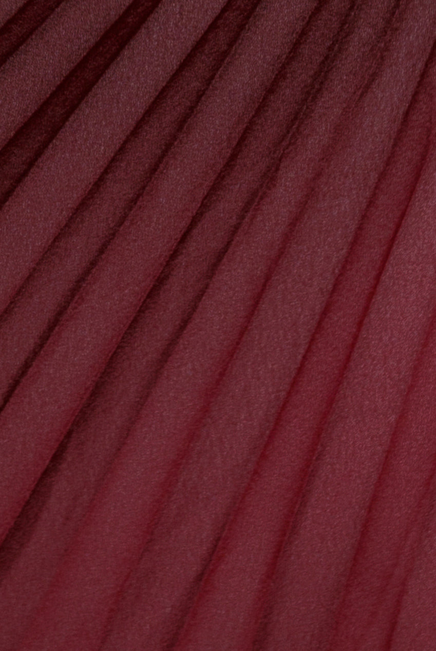 Boob Tube Mini Dress With Pleated Chiffon Cape - Burgundy DR4789