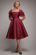 Lace Up Jacquard Midi Dress With Organza Wings - Burgundy Red by Goddiva