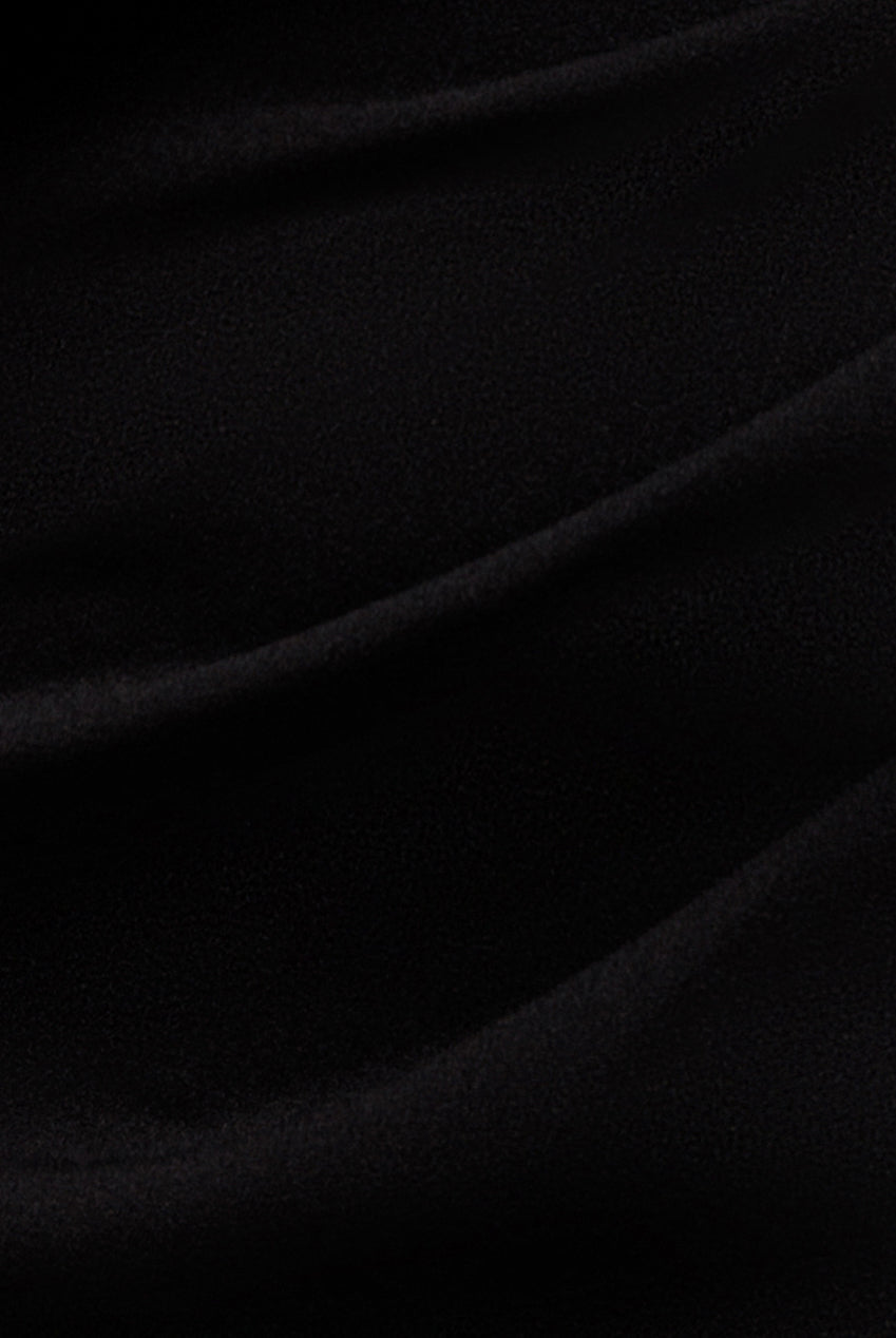 Organza Bow One Shoulder Scuba Crepe Maxi Dress - Black DR4812