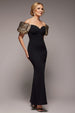 Jacquard Puff Sleeve Sweetheart Scuba Maxi Dress - Black by Goddiva