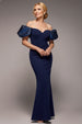 Jacquard Puff Sleeve Sweetheart Scuba Maxi Dress - Navy Blue by Goddiva
