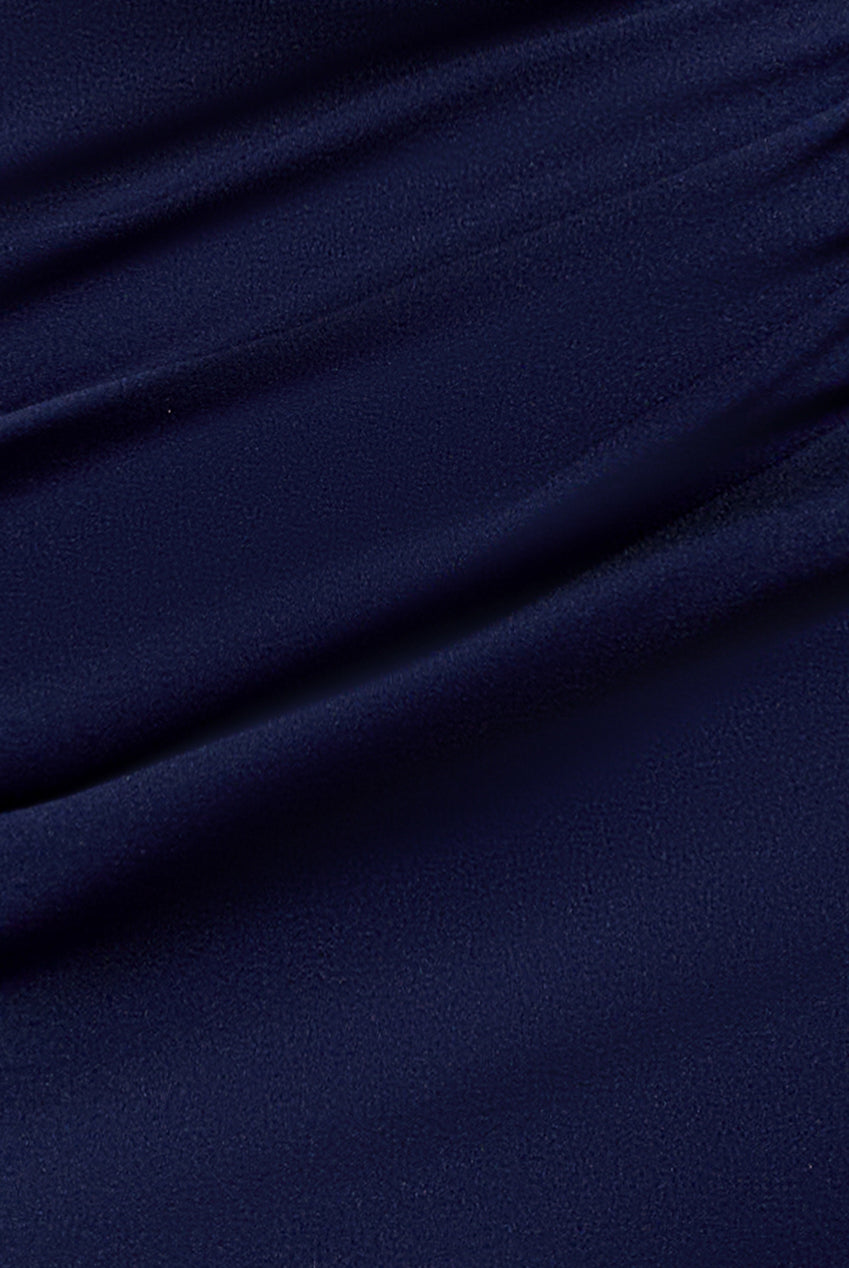 Jacquard Puff Sleeve Sweetheart Scuba Maxi Dress - Navy Blue DR4819