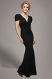 Plunging Neck Pleated Sleeves Scuba Maxi Dress - Black by Goddiva