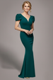 Plunging Neck Pleated Sleeves Scuba Maxi Dress - Emerald Green by Goddiva