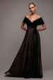 Velvet Bardot Dobby Mesh A Line Maxi Dress - Black by Goddiva