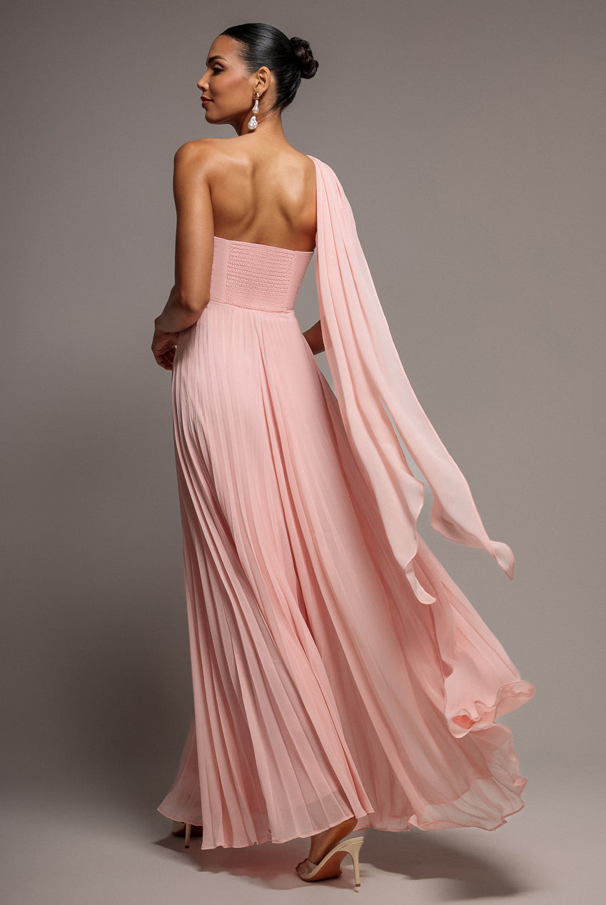 Sleeveless Pleated Chiffon Multiway Scarf Maxi Dress - Blush Pink DR4829