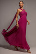 Sleeveless Pleated Chiffon Multiway Scarf Maxi Dress - Magenta by Goddiva