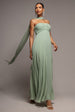 Sleeveless Pleated Chiffon Multiway Scarf Maxi Dress - Sage Green by Goddiva