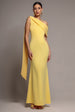 Sash One Shoulder Bardot Maxi Dress - Butter Yellow by Goddiva