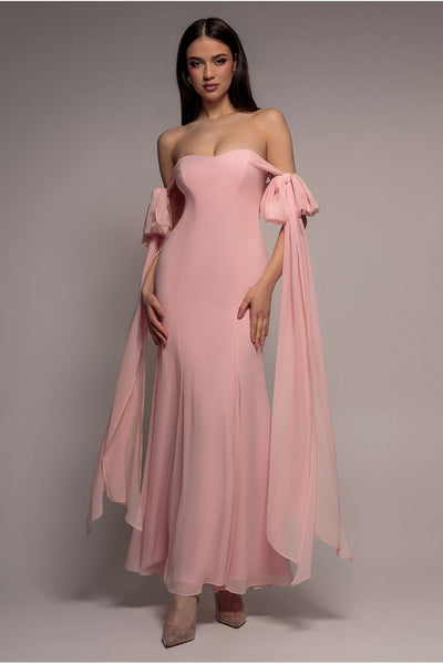 sage green and blush pink bridesmaid dresses Florence Waterfall Dress in Rose Pink Satin main image 1
