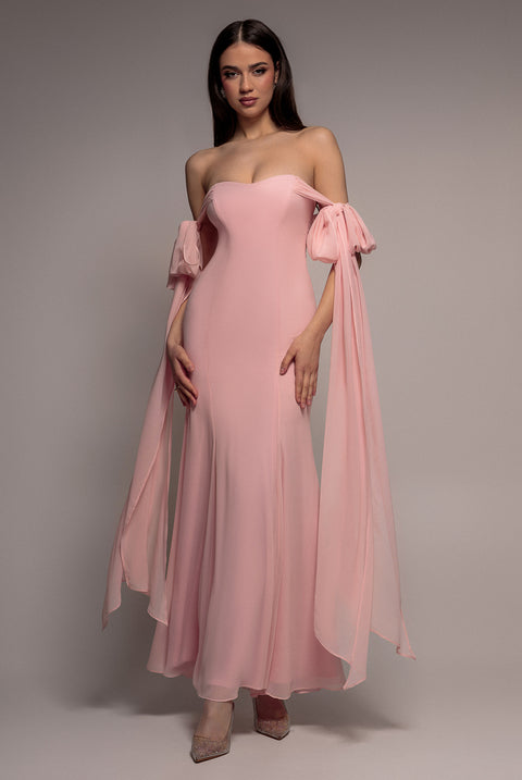 Multiway Cape Chiffon Sweetheart Maxi Dress - Blush Pink by Goddiva