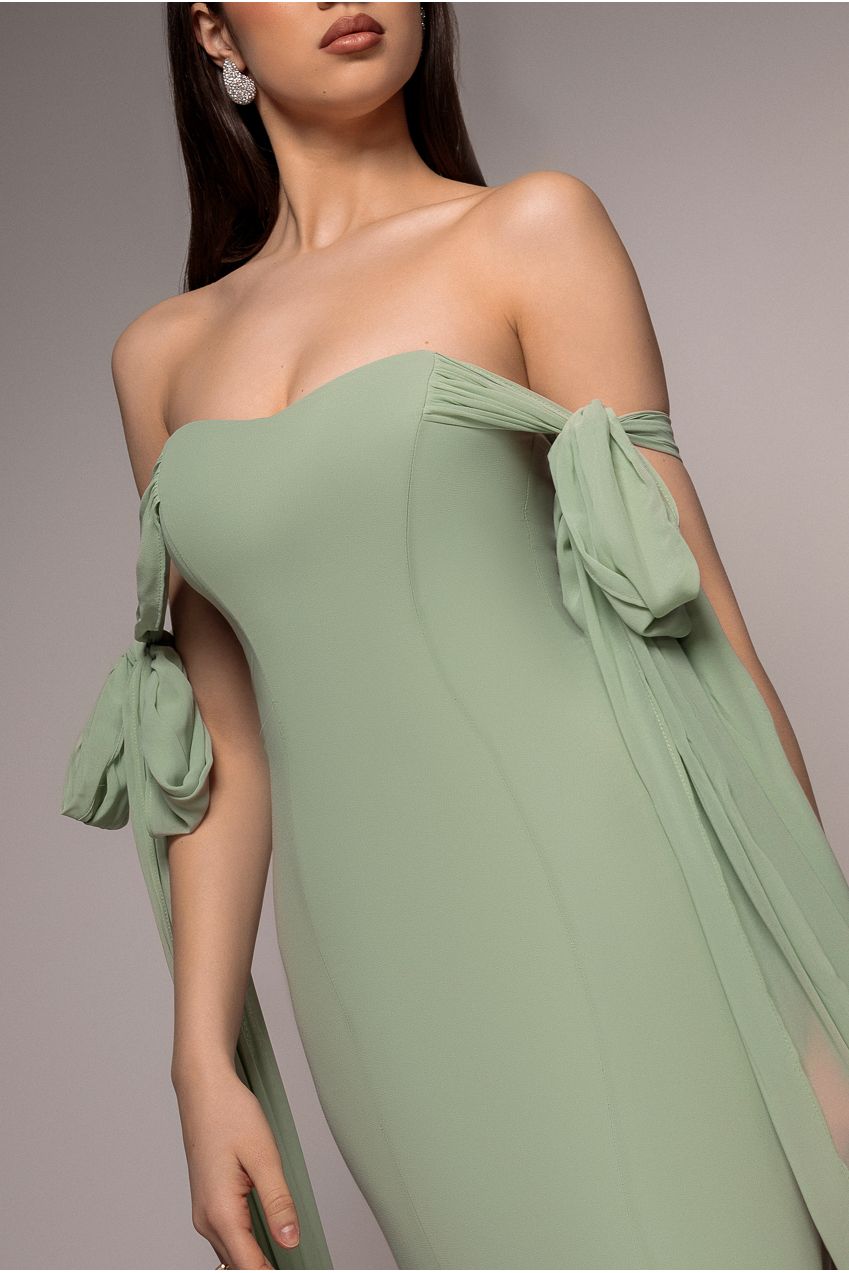 Multiway Cape Chiffon Sweetheart Maxi Dress - Sage Green DR4848
