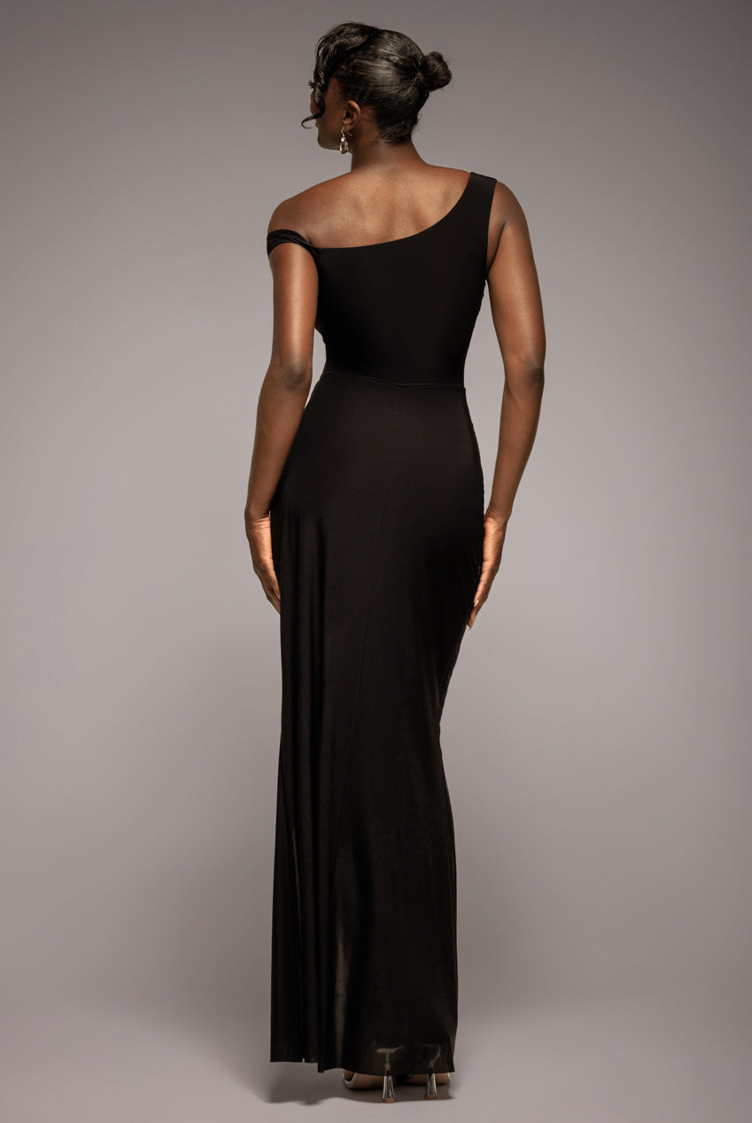 Off The Shoulder Corset Waist Mesh Wrap Skirt Soft Touch Maxi Dress - Black DR4865