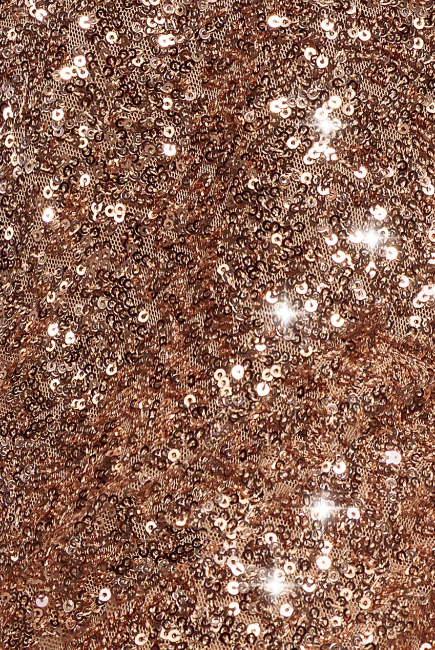 Plunge Cowl Criss Cross Back Sequin Maxi Dress - Champagne DR4868