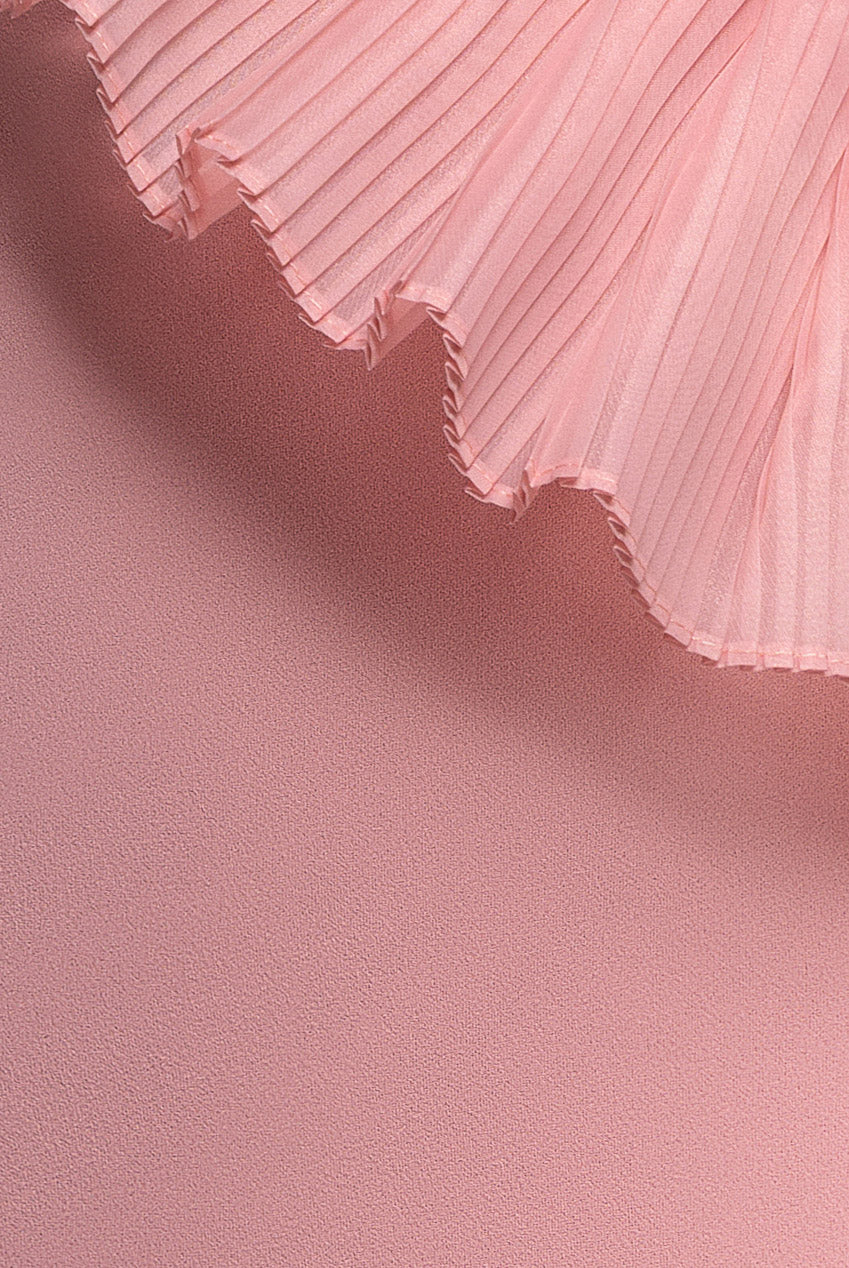 One Shoulder Pleated Fan Midi Dress - Blush Pink DR4872