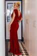 Cowl Plunge Draped Mermaid Maxi Dress - Wine by Goddiva