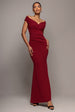 Bardot Scuba Crepe Maxi Dress - Wine by Goddiva