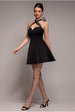 Scuba & Polka Mesh Bella Bow Multiway Skater Mini Dress - Black by Goddiva