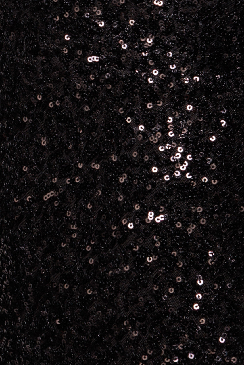 Sequin Off The Shoulder Velvet Bow Midi Dress - Black DR4895