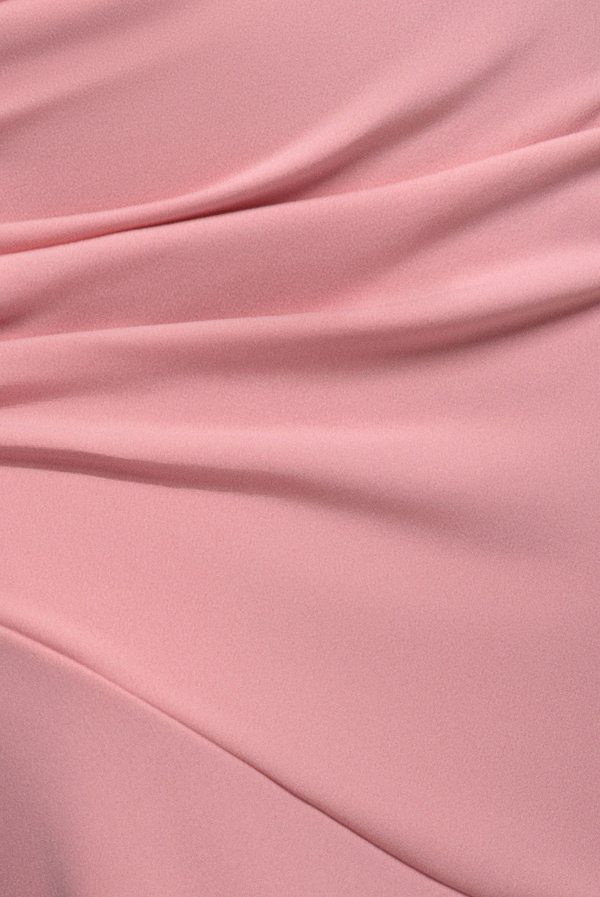 One Shoulder Cape Scuba & Chiffon Maxi Dress - Blush Pink DR4899