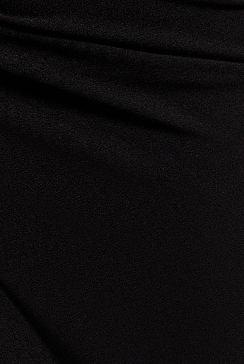 One Shoulder Cape Scuba & Chiffon Maxi Dress - Black DR4899