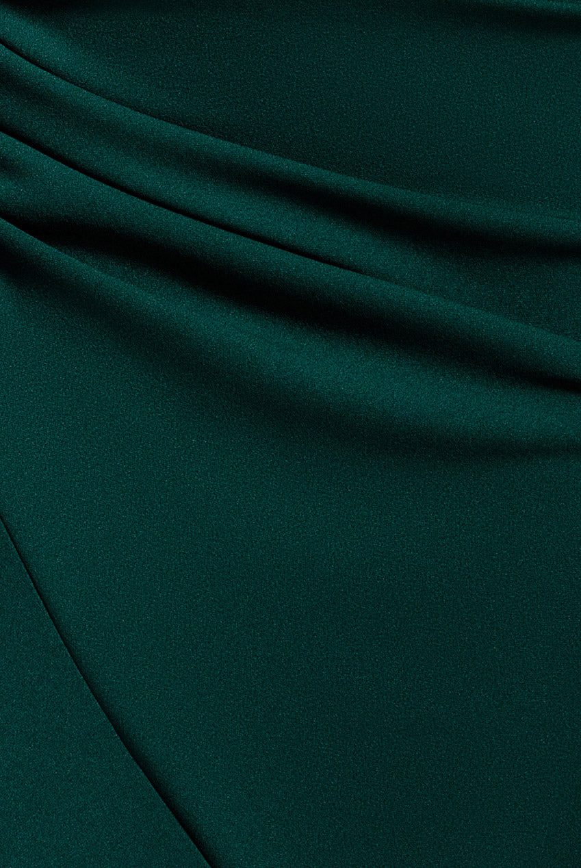 One Shoulder Cape Scuba & Chiffon Maxi Dress - Emerald Green DR4899