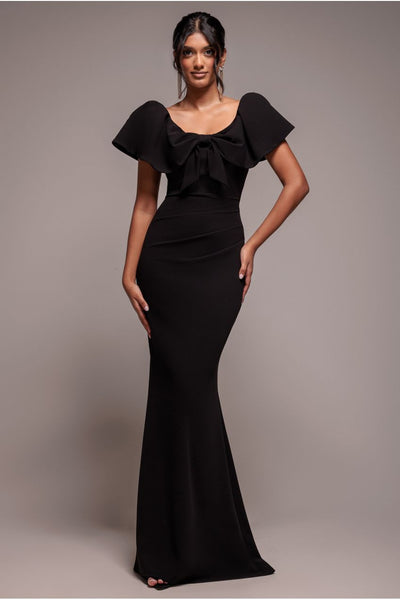 Cape Sleeve Detail Front Tie Maxi Dress - Emerald Green | Goddiva