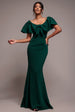 Cape Sleeve Detail Front Tie Maxi Dress - Emerald Green by Goddiva