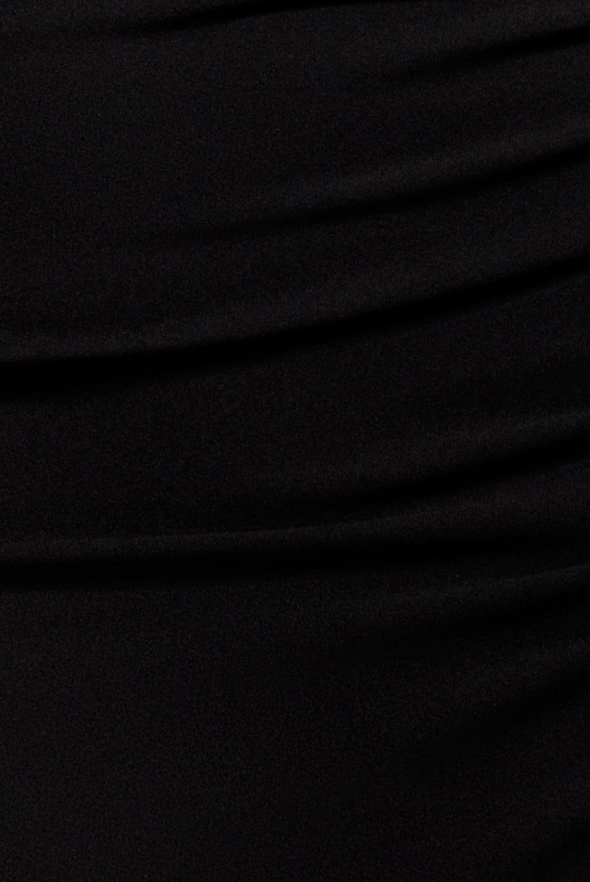 Pleated One Shoulder Bardot Fit And Flare Maxi Dress - Black DR4909