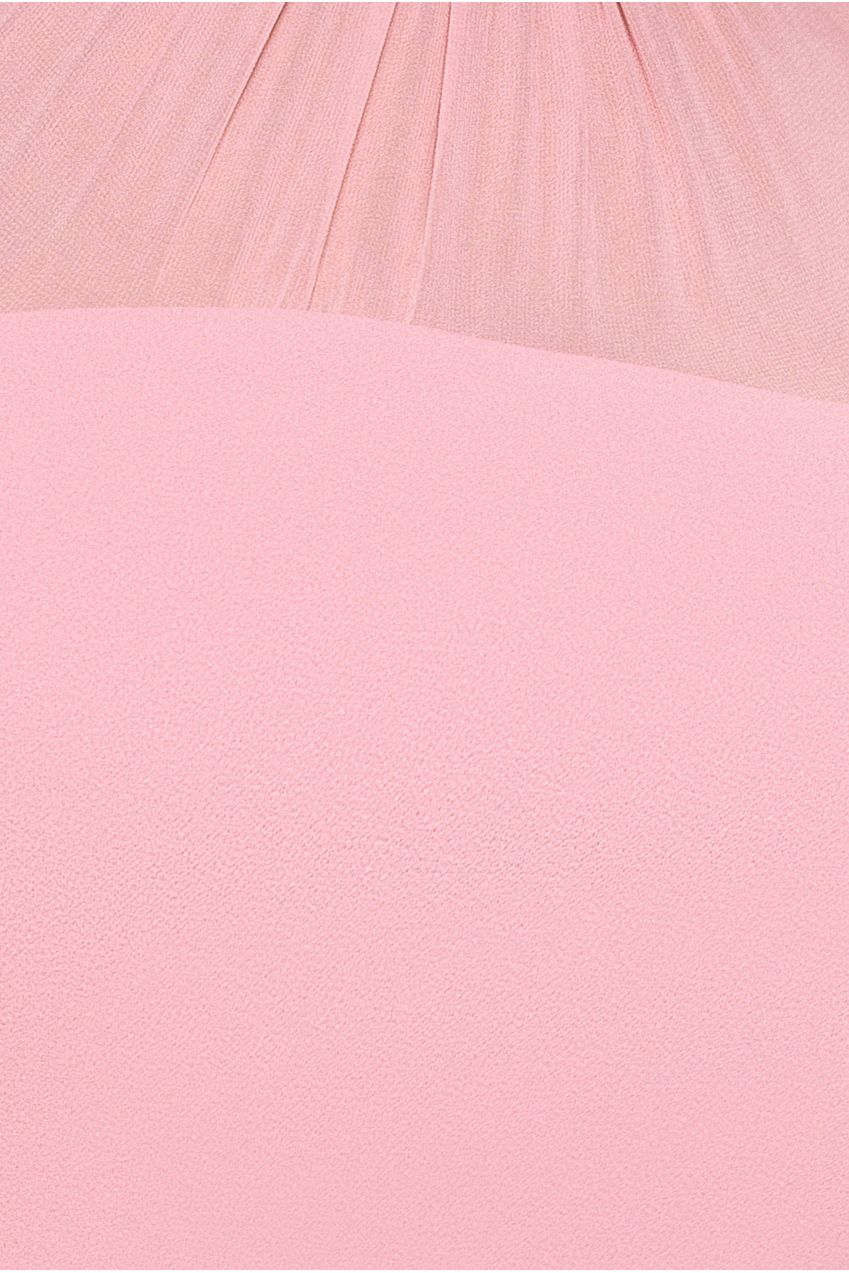 Bishop Sleeve Peplum Top Scuba Crepe And Chiffon Maxi Dress - Blush Pink DR4916