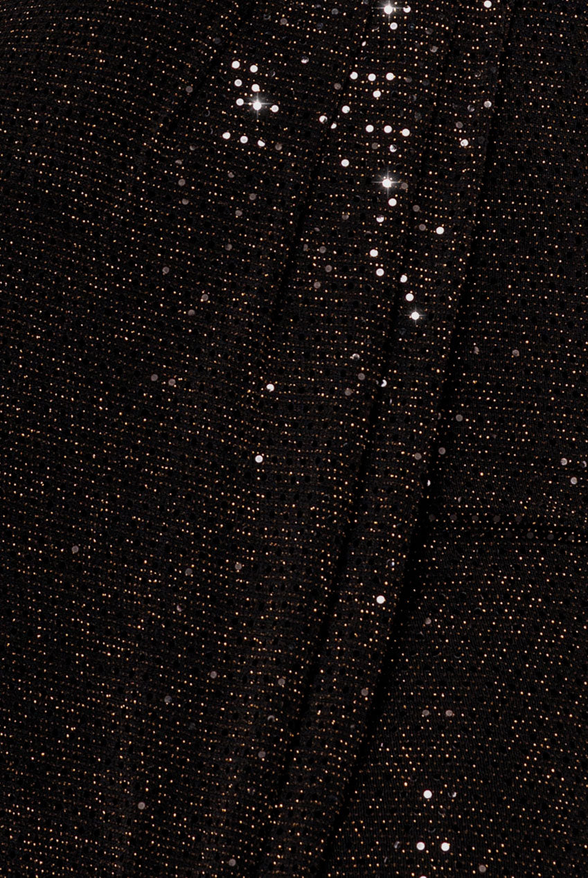 Glitter Lurex Long Sleeve Wrap Maxi Dress - Black DR4917