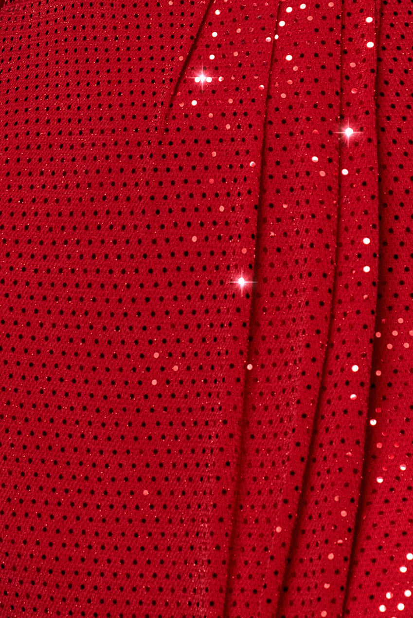 Glitter Lurex Long Sleeve Wrap Maxi Dress - Red DR4917