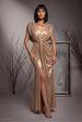 Draped Maxi Cleopatra-Inspired Halloween Costume - Gold by Goddiva