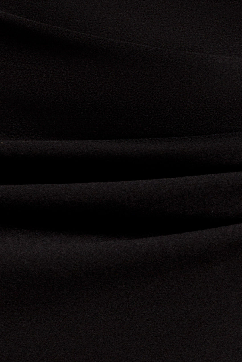 Contrast Off Shoulder Back Satin Bow Scuba Midi Dress - Black Cream DR4939