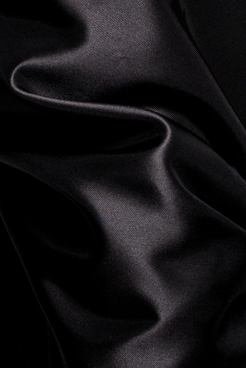 Off Shoulder Back Satin Bow Wrap Crepe Midi Dress - Black DR4939