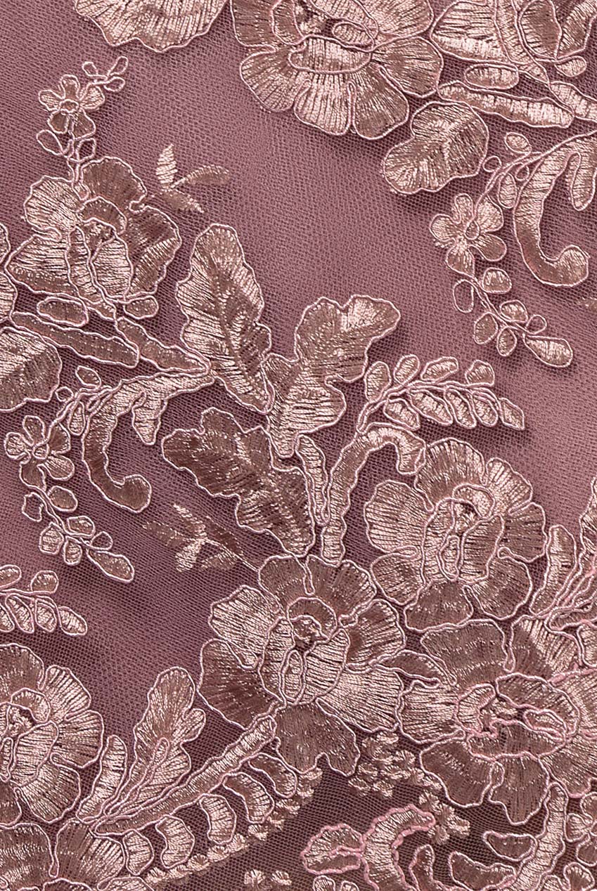 Scallop Edge Corset Back Structured Lace Mini Dress - Pink DR4966