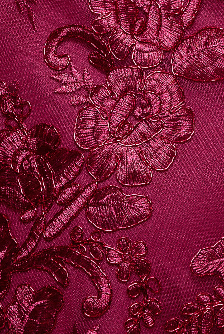 Scallop Edge Corset Back Structured Lace Mini Dress - Burgundy DR4966