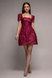 Scallop Edge Corset Back Structured Lace Mini Dress - Burgundy by Goddiva