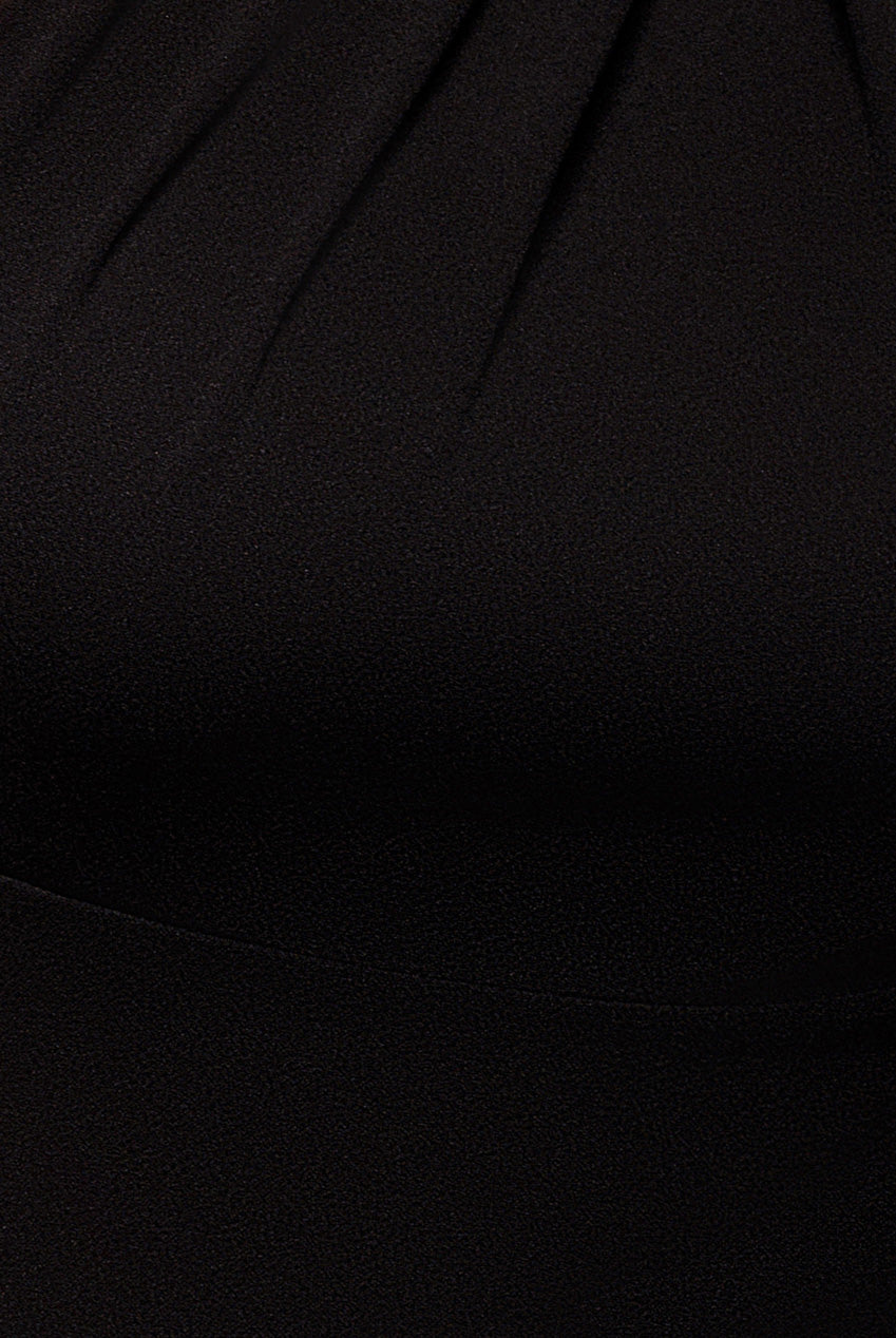 Satin Multi-Tie Halterneck Maxi Dress - Black DR4973QZ