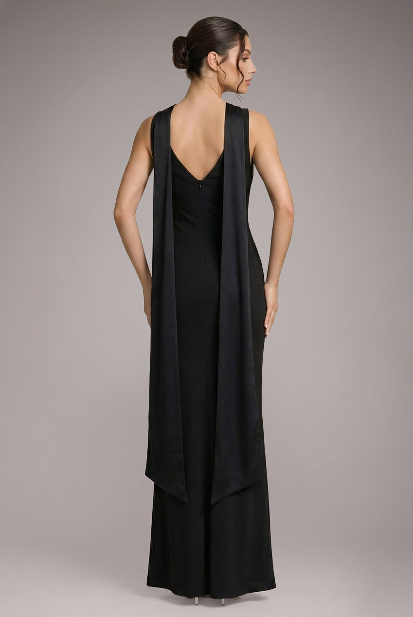 Petite Satin Multi-Tie Halterneck Maxi Dress - Black DR4973QZPETITE