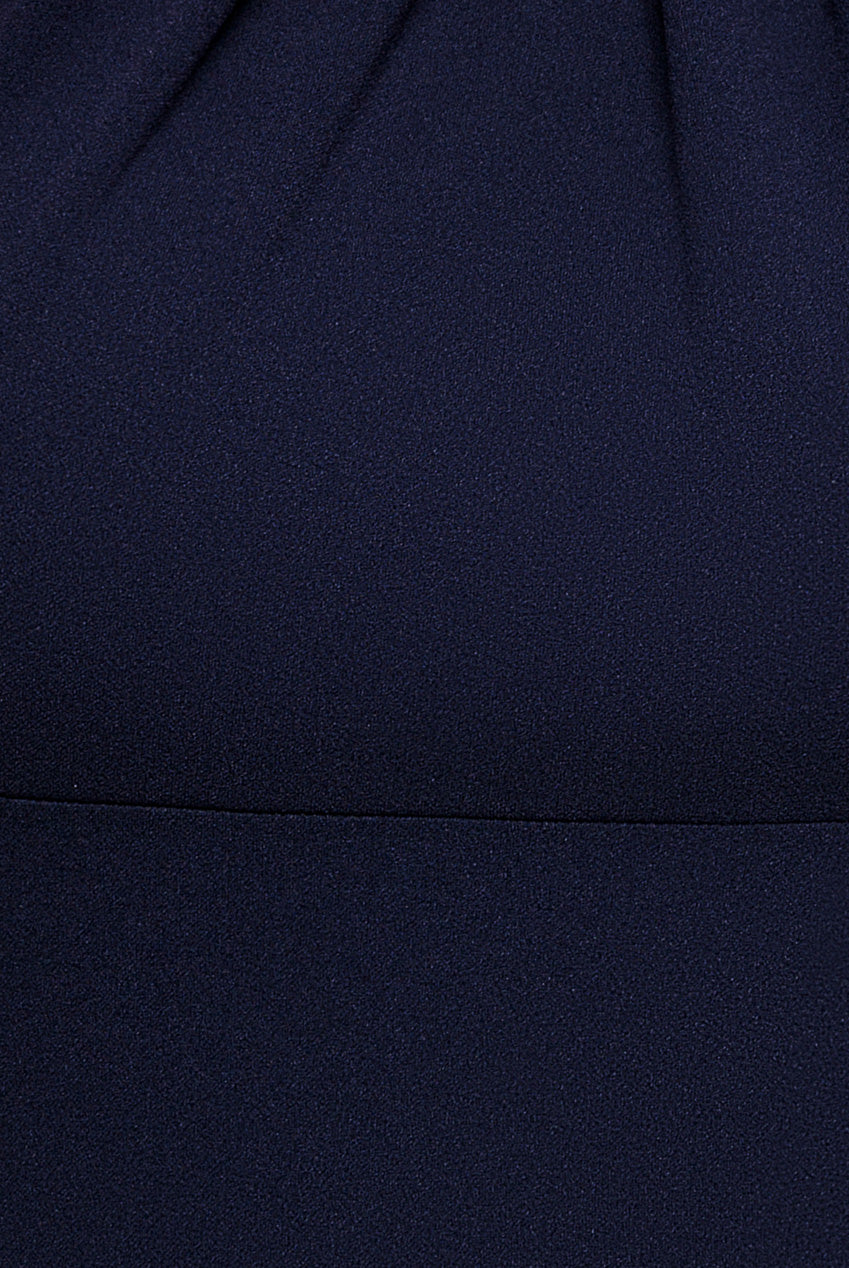 Scuba & Velvet Satin Cape Sleeve Halterneck Maxi Dress - Navy Blue DR4973