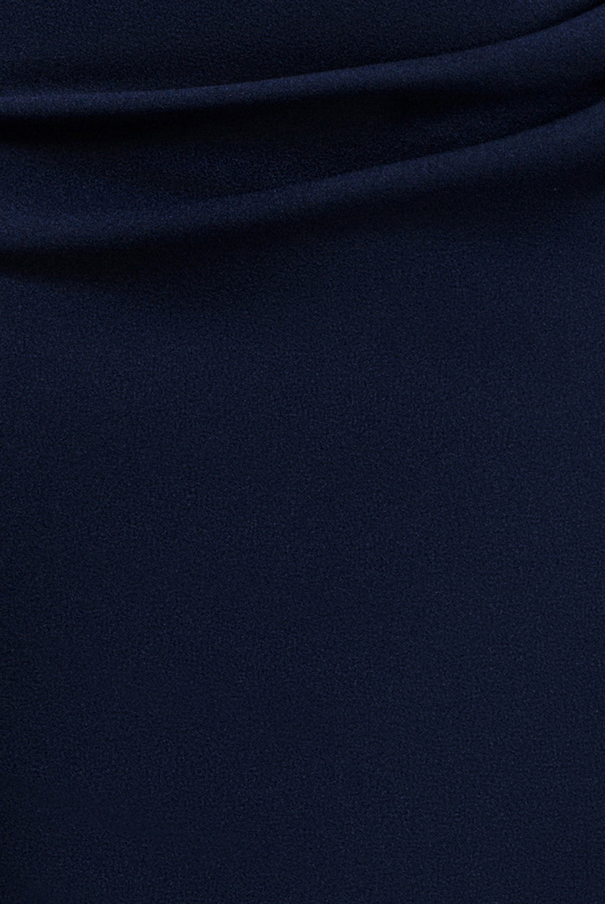 One Shoulder Chiffon Cape Crepe Maxi Dress - Navy Blue DR4982