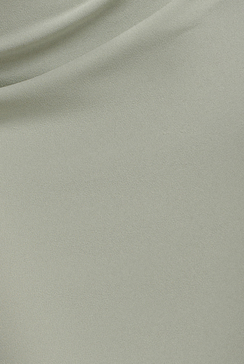 One Shoulder Chiffon Cape Crepe Maxi Dress - Sage Green DR4982