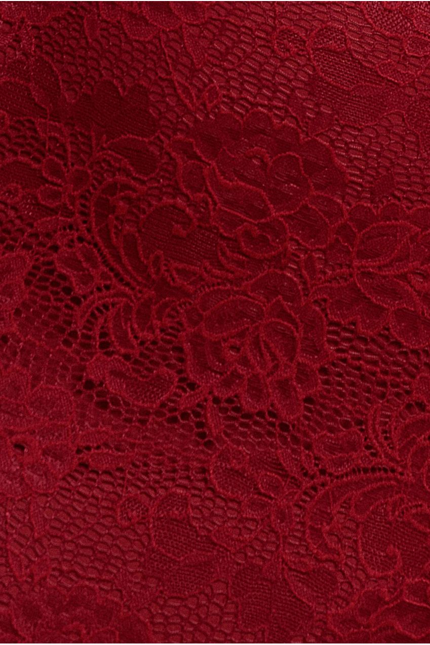 Fit & Flare Scallop Lace V Neck Maxi Dress - Burgundy DR4994
