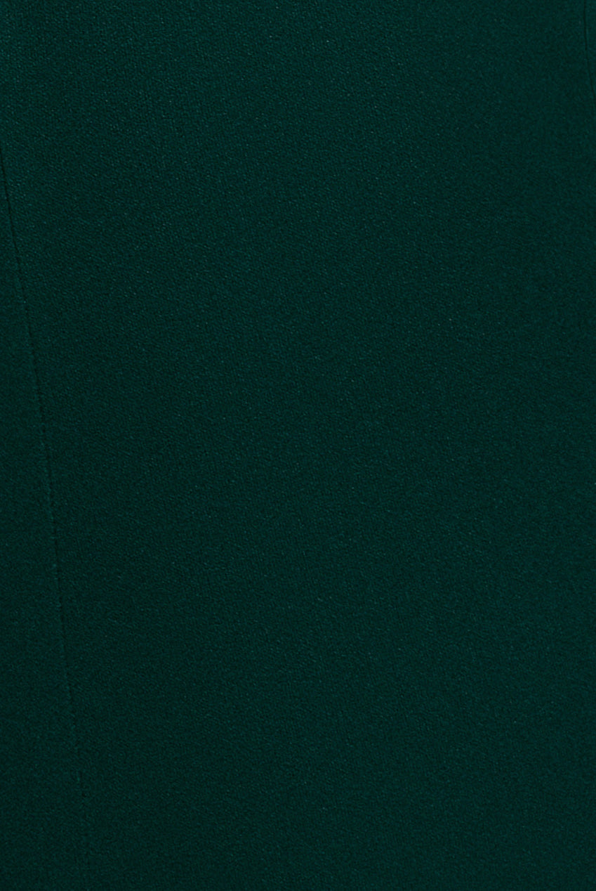 V Neck Cowl Back Pleated Sleeve Scuba Maxi Dress - Emerald Green DR5010